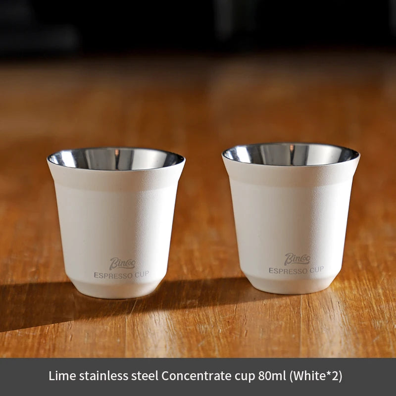 Bincoo 304 Stainless Steel Espresso Mugs 80ML Coffee Cups Insulated Double Wall Heat-insulating Safe Small Capacity Drink Cups