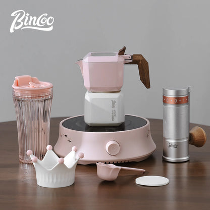 BINCOO Double Valve Moka Pot Square Coffee Pot Espresso Pot Coffee Extraction Maker Set for Home and Outdoor Electric Stove 220v