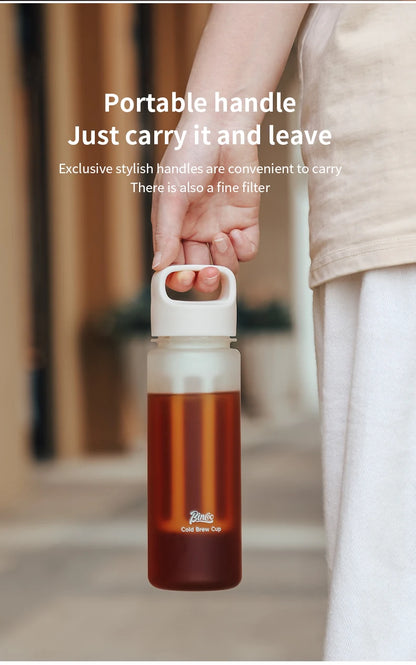 BINCOO Hand Brewed Cold Extraction Bottle Portable Cold Brew Coffee Pot Accompanying Cup Outdoor Lemon Juice Smoothie Filter Cup