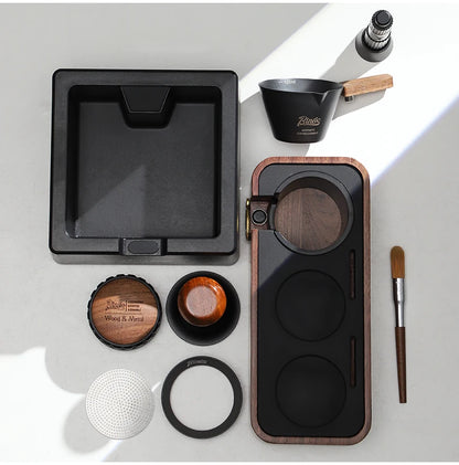 Bincoo Wooden Espresso Tamping Stand Set: Tamper+Distributor, 51/58mm Dual-Size, Barista Organizer