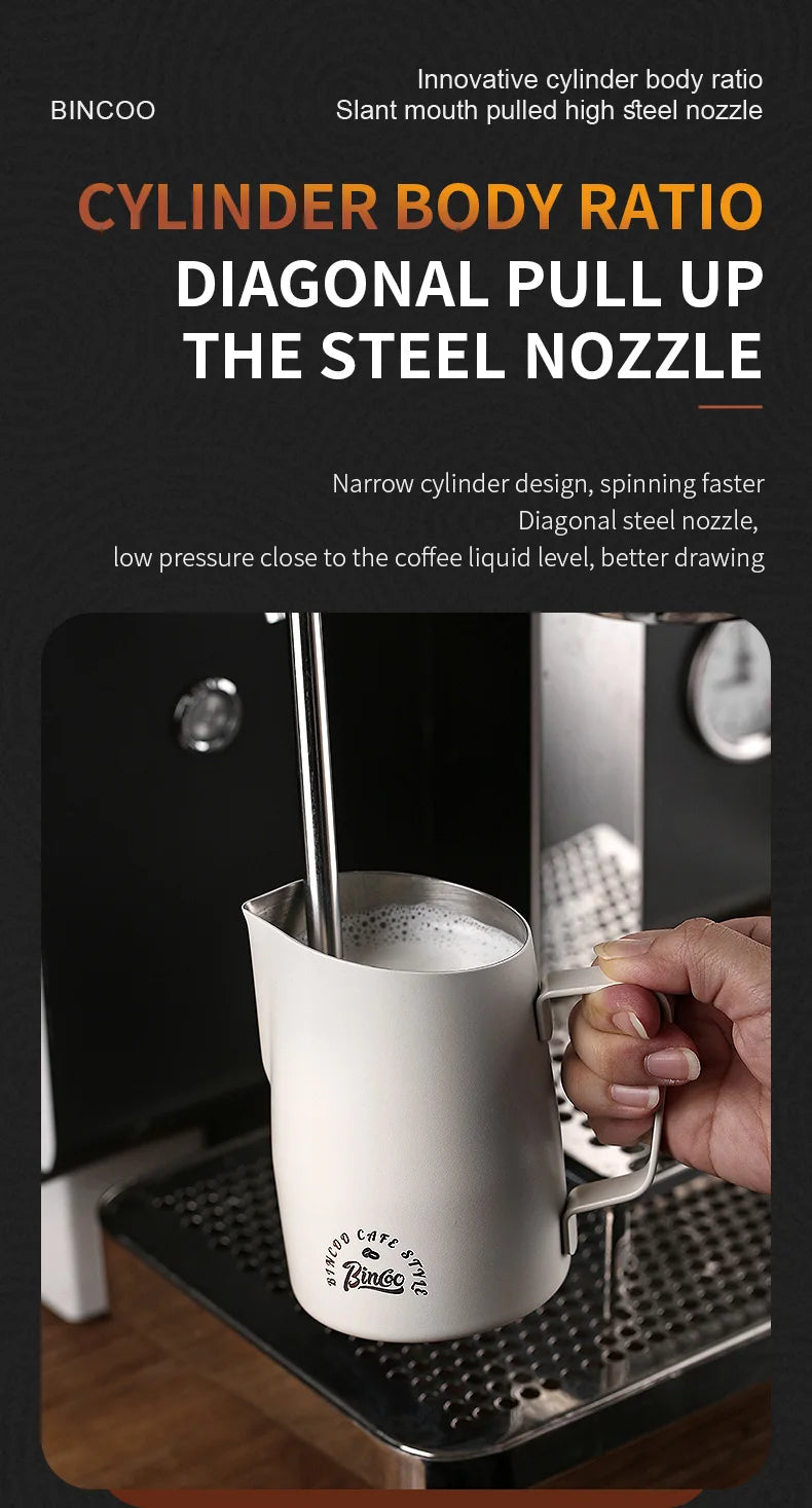 Bincoo Stainless Steel Milk Frothing Pitcher 420/520ml Cappuccino Latte Art  Jug Chic Home Barista Accessories Latte cup and jar
