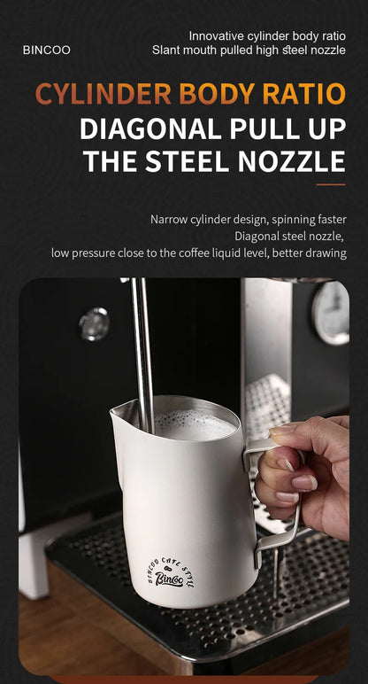 Bincoo Stainless Steel Milk Frothing Pitcher 420/520ml Cappuccino Latte Art  Jug Chic Home Barista Accessories Latte cup and jar