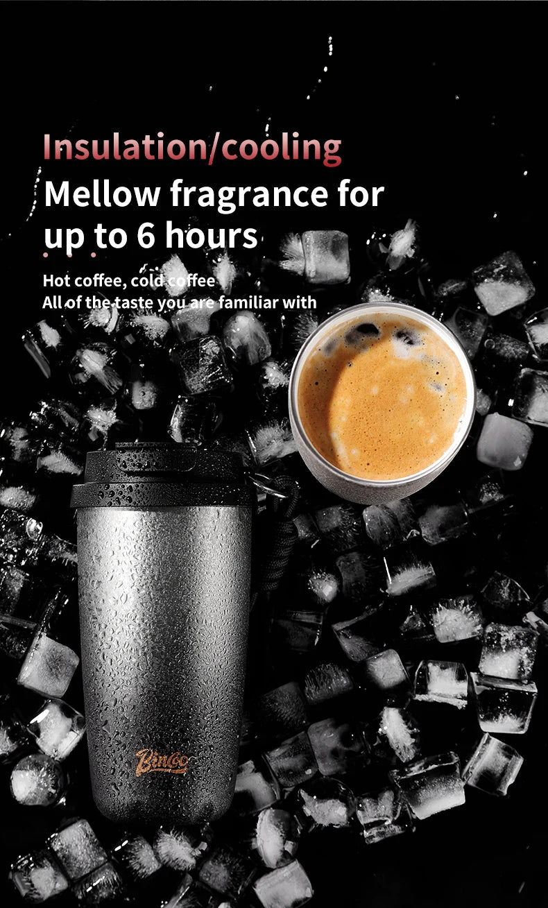 Bincoo 500Ml 304 Stainless Steel Coffee Cup Vacuum Insulated Travel Cup Gradient Color Portable Insulated Cup With Lifting Rope