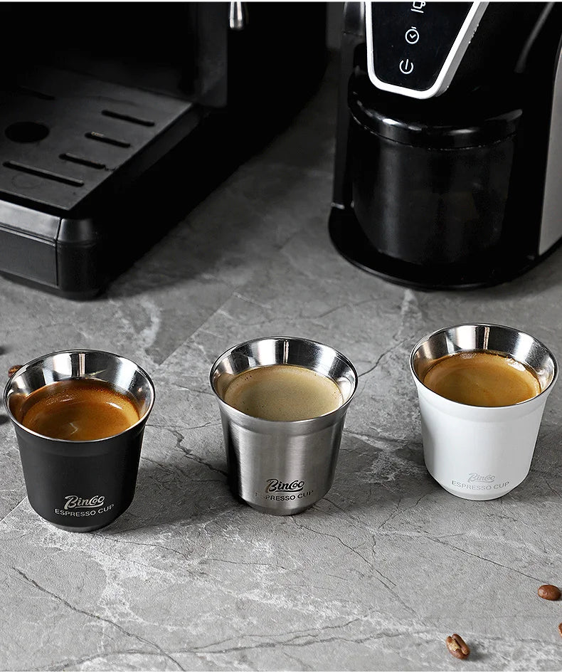 Bincoo 304 Stainless Steel Espresso Mugs 80ML Coffee Cups Insulated Double Wall Heat-insulating Safe Small Capacity Drink Cups