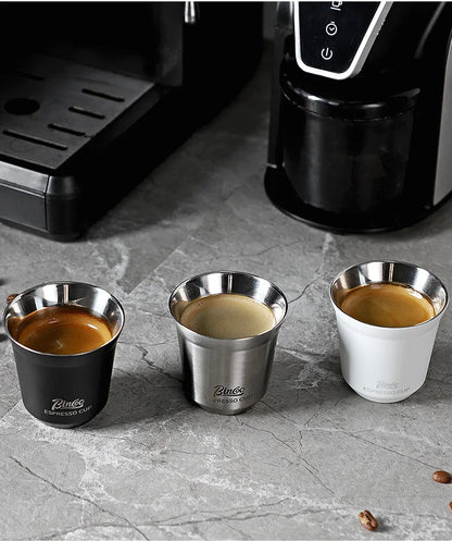 Bincoo 304 Stainless Steel Espresso Mugs 80ML Coffee Cups Insulated Double Wall Heat-insulating Safe Small Capacity Drink Cups