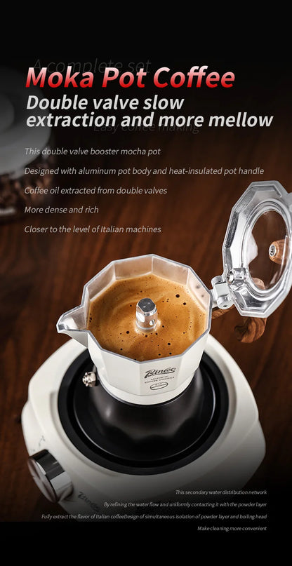 Bincoo Dual Valve Moka Pot Set , Espresso Coffee Maker, Portable Home Machine, Outdoor Use
