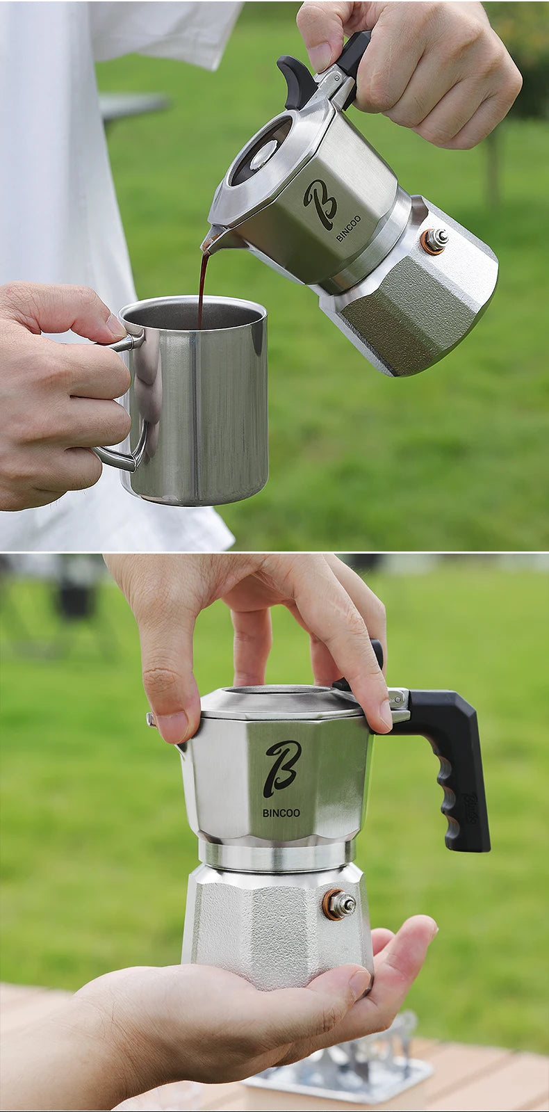 Bincoo Three Valve 316 Stainless Steel Mocha Pot Pressure Concentrating Extraction Coffee Pot Home Professional Barista Kit