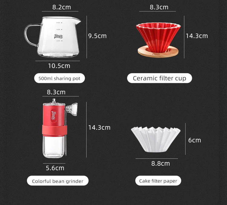BINCOO 350ml/600ml Coffee Filter Cup Hand Brew Coffee Pot Coffee Sharing Pot Reusable Funnel Dripper Filter Coffee Utensils Set