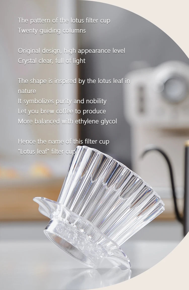 Bincoo  Basket Coffee Dripper Crystal Eye Pour Over Coffee Filter Tritan 1-2Cups Coffee Maker Flat Bottom Increase Uniformity