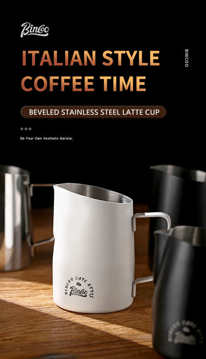 Bincoo Stainless Steel Milk Frothing Pitcher 420/520ml Cappuccino Latte Art  Jug Chic Home Barista Accessories Latte cup and jar