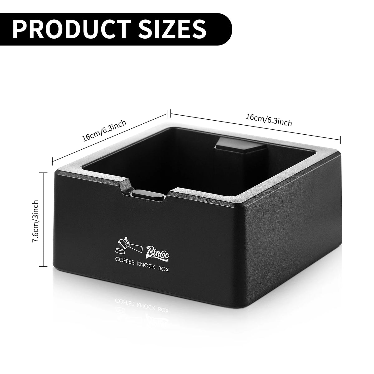 Bincoo ABS Coffee Knock Box, Square Anti-Slip Design with Silicone Base for Espresso Grounds, Home & Cafe Use