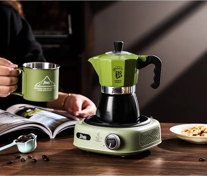 Bincoo Double Valve Moka Pot Espresso Machine Extraction Thermostatic Coffee Mocha Pot Set Outdoor Italian Home Barista Utensils