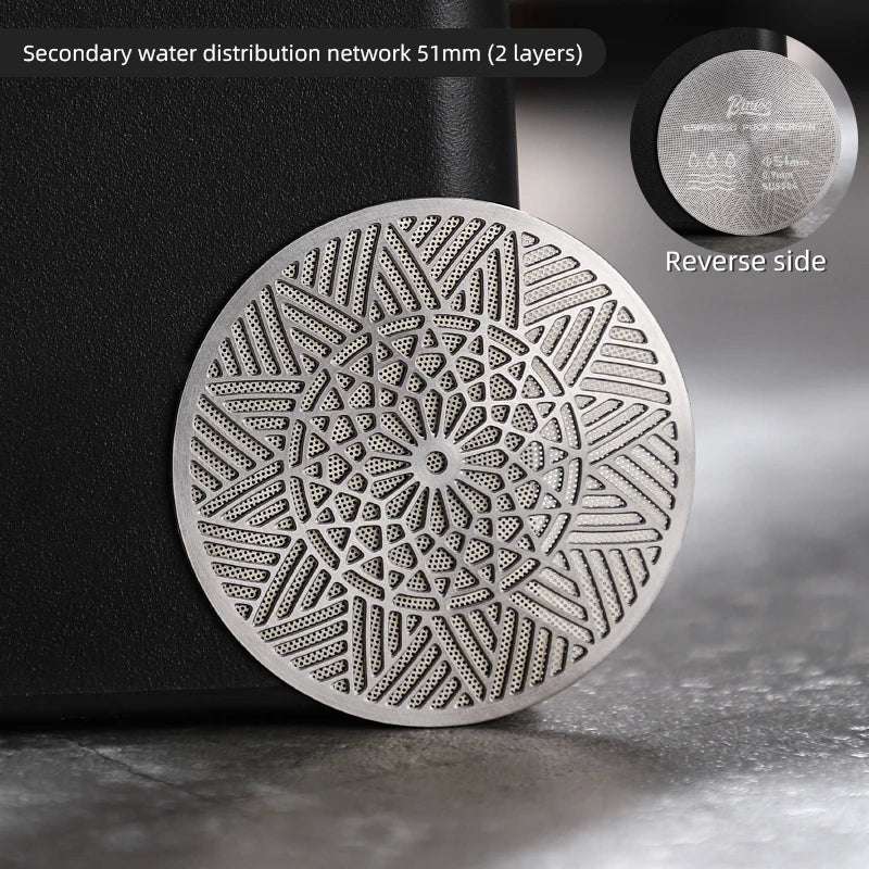 Secondary water distribution network Italian coffee handle, sintered plate, stainless steel extraction filter, three-layer 51/58