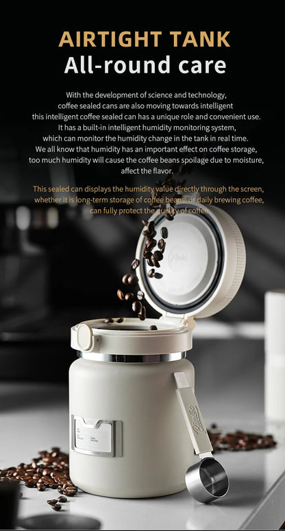 Bincoo Coffee Bean Vacuum Sealed Tank Stainless Steel Grain Tea Nut Keep Fresh Storage Jars Kitchen Airtight Sealed Cans 1000ML