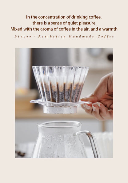 Bincoo  Basket Coffee Dripper Crystal Eye Pour Over Coffee Filter Tritan 1-2Cups Coffee Maker Flat Bottom Increase Uniformity