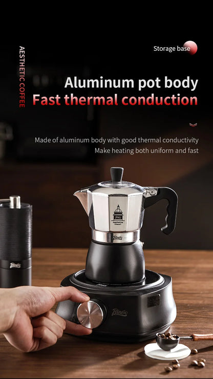 BINCOO Dual Valve Moka Pot Extraction Espresso Maker Hand Brewed Coffee Mocha Pot Italian Home Outdoor Barista Accessories