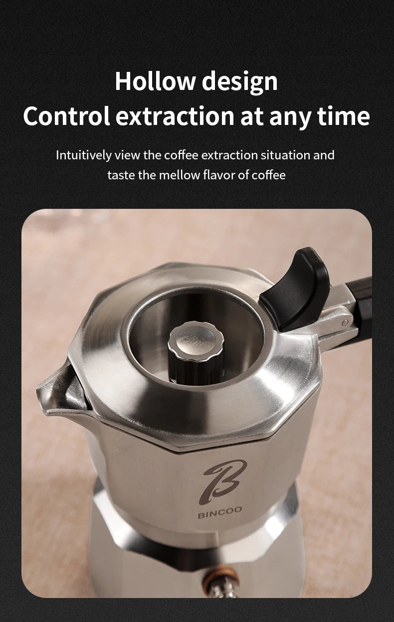 Bincoo Three Valve 316 Stainless Steel Mocha Pot Pressure Concentrating Extraction Coffee Pot Home Professional Barista Kit