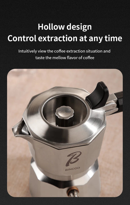 Bincoo Three Valve 316 Stainless Steel Mocha Pot Pressure Concentrating Extraction Coffee Pot Home Professional Barista Kit