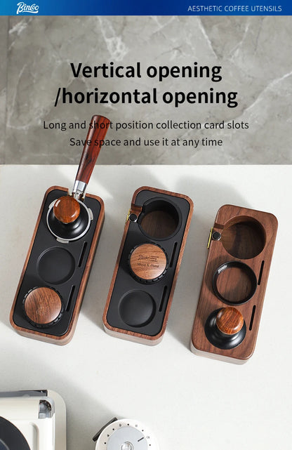 Bincoo Wooden Espresso Tamping Stand Set: Tamper+Distributor, 51/58mm Dual-Size, Barista Organizer