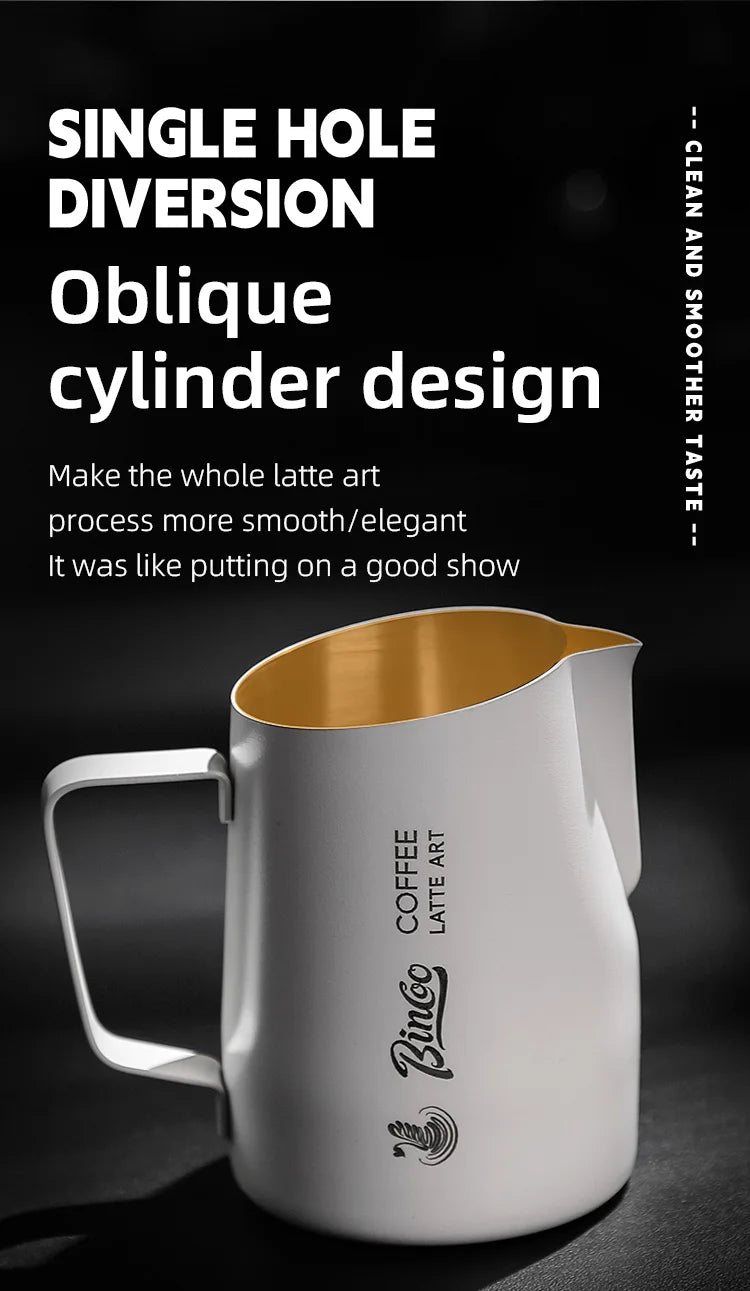 Bincoo Stainless Steel Milk Frothing Pitcher 420/520ml Cappuccino Latte Art  Jug Chic Home Barista Accessories Latte cup and jar