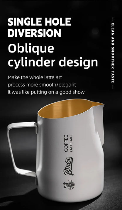 Bincoo Stainless Steel Milk Frothing Pitcher 420/520ml Cappuccino Latte Art  Jug Chic Home Barista Accessories Latte cup and jar
