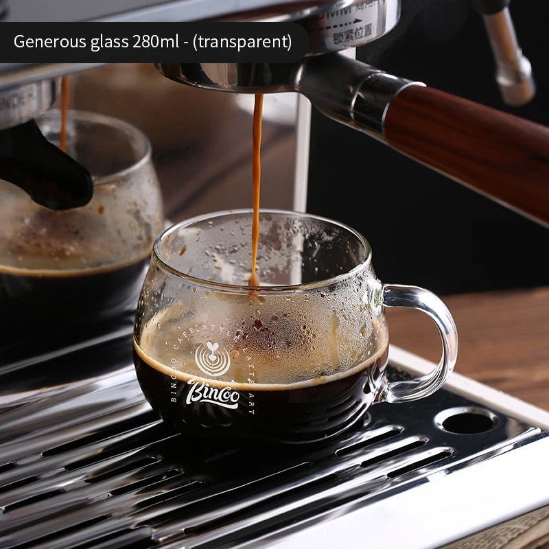 Bincoo 280ml Heat Resistant High Borosilicate Glass Mug Coffee Cup with Handle Office Tea Milk Water Cup Clear Cups Espresso mug