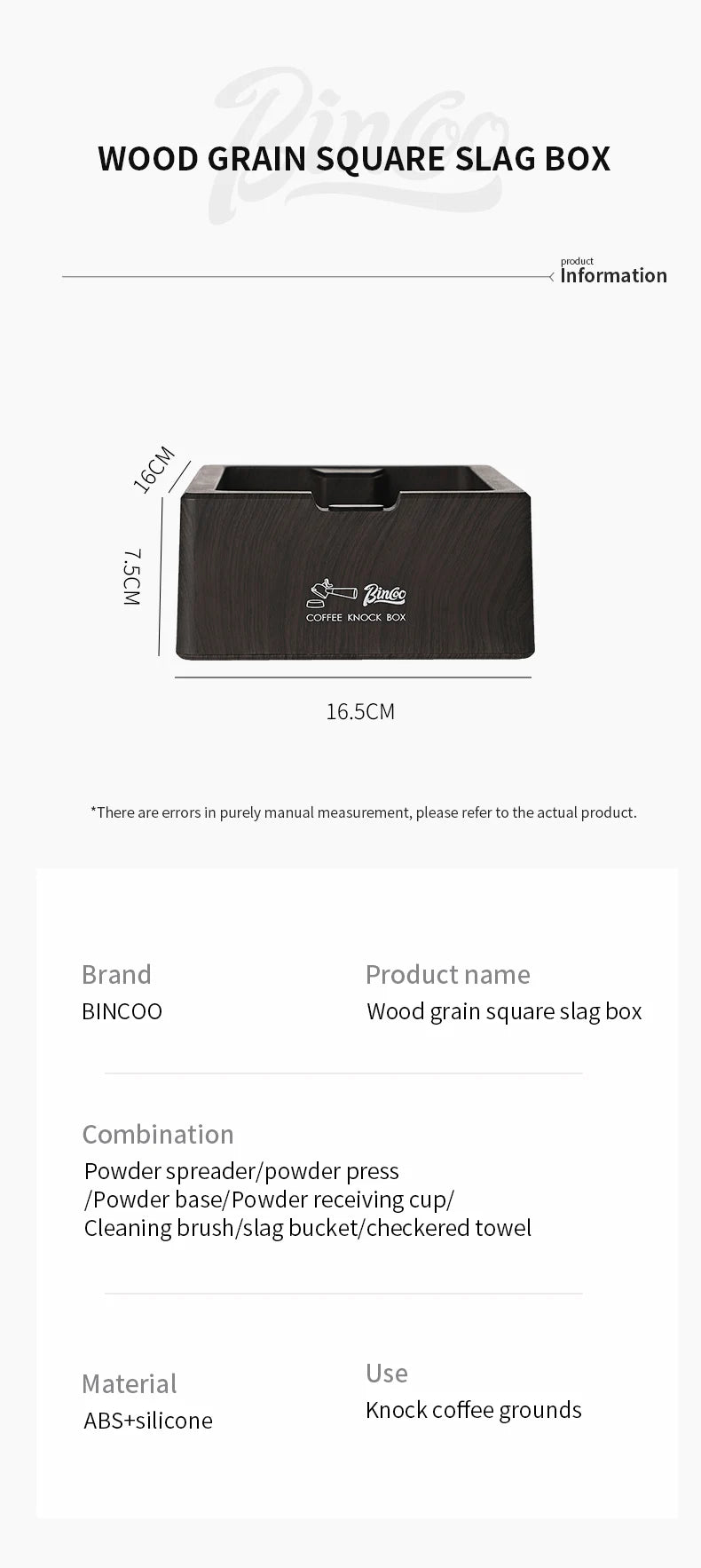 Bincoo Coffee Knock Box for Espresso Machines, Commercial Barista Pucks Disposal Bin with Handle, Home/Cafe Countertop Use