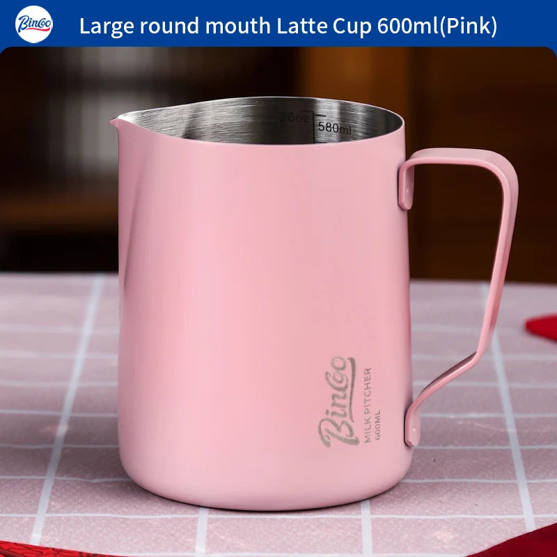 Bincoo Pointed Spout Milk Frothing Pitcher, 350ml/600ml Stainless Steel Latte Art Cup, Professional Coffee Steaming Jug