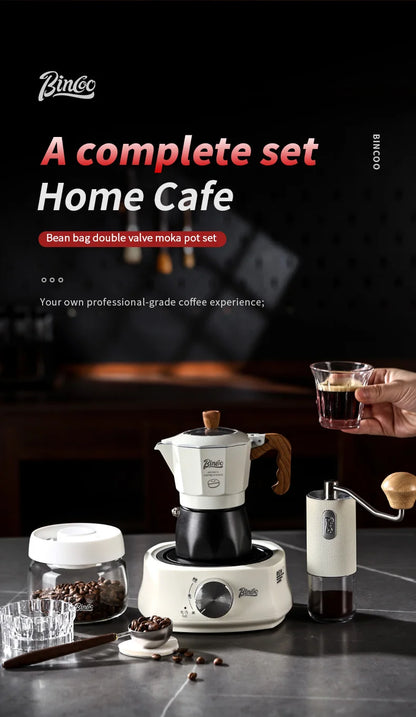 Bincoo Dual Valve Moka Pot Set , Espresso Coffee Maker, Portable Home Machine, Outdoor Use