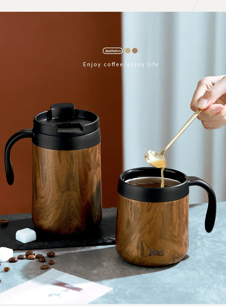 BINCOO-304 Stainless Steel Coffee Mug, Thermal and Cold Insulation Latte Cup, Large-Capacity, Home and Office, 350ml, 500ml