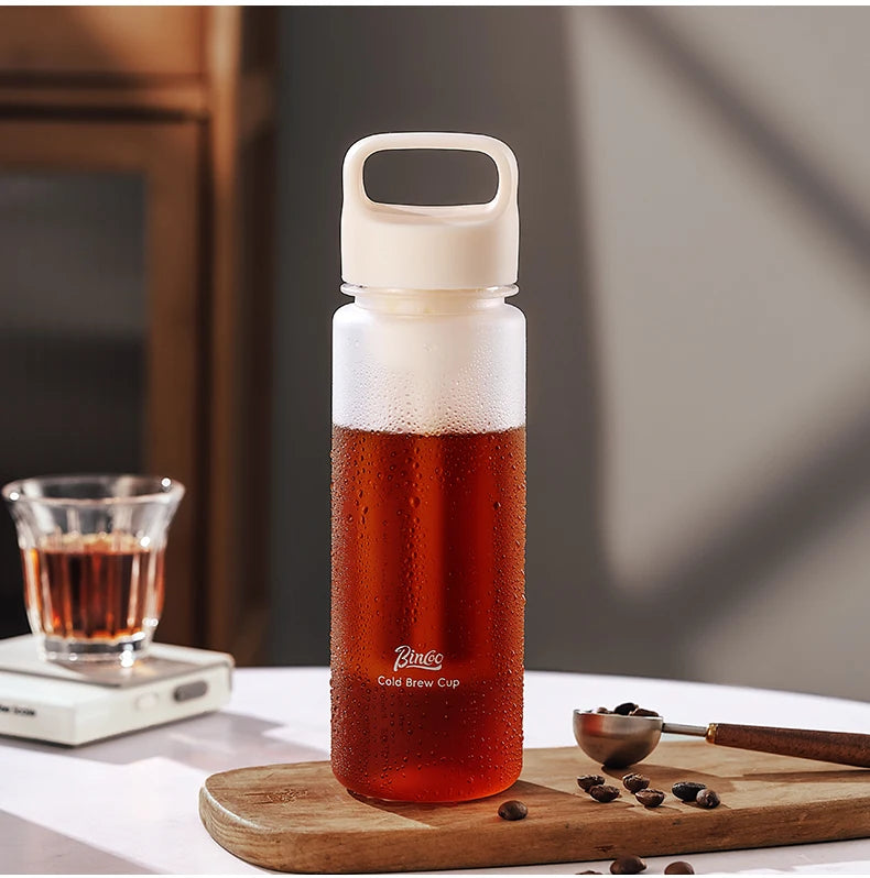 BINCOO Hand Brewed Cold Extraction Bottle Portable Cold Brew Coffee Pot Accompanying Cup Outdoor Lemon Juice Smoothie Filter Cup