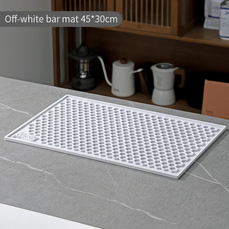 Bincoo 45x30cm Coffee Pressed Powder Mat Drain Mat Bar Mat Non-slip Tabletop Protective Mat Coffee Workbench Supporting Tools