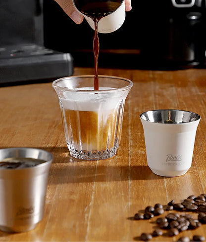 Bincoo 304 Stainless Steel Espresso Mugs 80ML Coffee Cups Insulated Double Wall Heat-insulating Safe Small Capacity Drink Cups