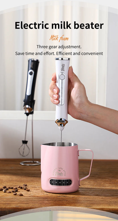 Bincoo Round Spout Coffee Pitcher with Temp Display, Stainless Steel Milk Frother Jug for Latte Art, Espresso Accessory