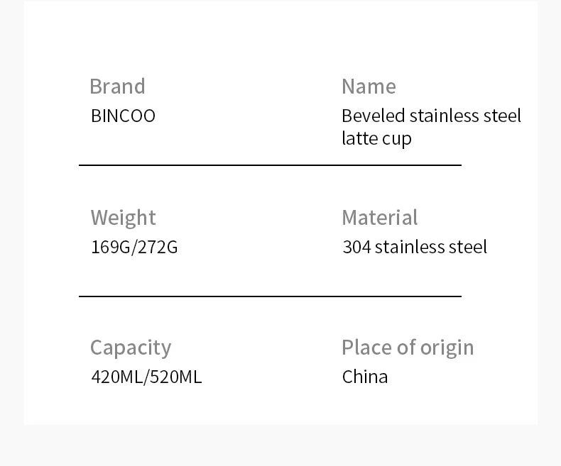 Bincoo Stainless Steel Milk Frothing Pitcher 420/520ml Cappuccino Latte Art  Jug Chic Home Barista Accessories Latte cup and jar