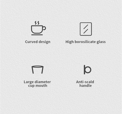 Bincoo 280ml Heat Resistant High Borosilicate Glass Mug Coffee Cup with Handle Office Tea Milk Water Cup Clear Cups Espresso mug