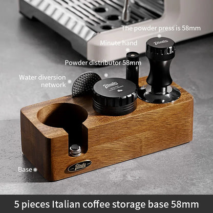 Bincoo-Walnut Coffee Press Base, Powder Distributor Set, Italian Handle, Universal Appliance Tool, Storage Base, 51mm, 58mm