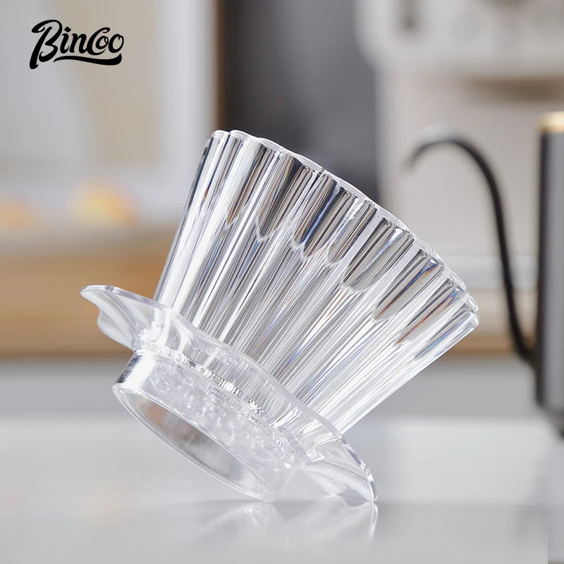 Bincoo  Basket Coffee Dripper Crystal Eye Pour Over Coffee Filter Tritan 1-2Cups Coffee Maker Flat Bottom Increase Uniformity
