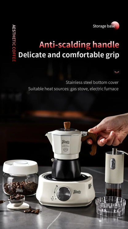 Bincoo Dual Valve Moka Pot Set , Espresso Coffee Maker, Portable Home Machine, Outdoor Use