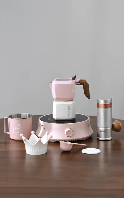 BINCOO Double Valve Moka Pot Square Coffee Pot Espresso Pot Coffee Extraction Maker Set for Home and Outdoor Electric Stove 220v