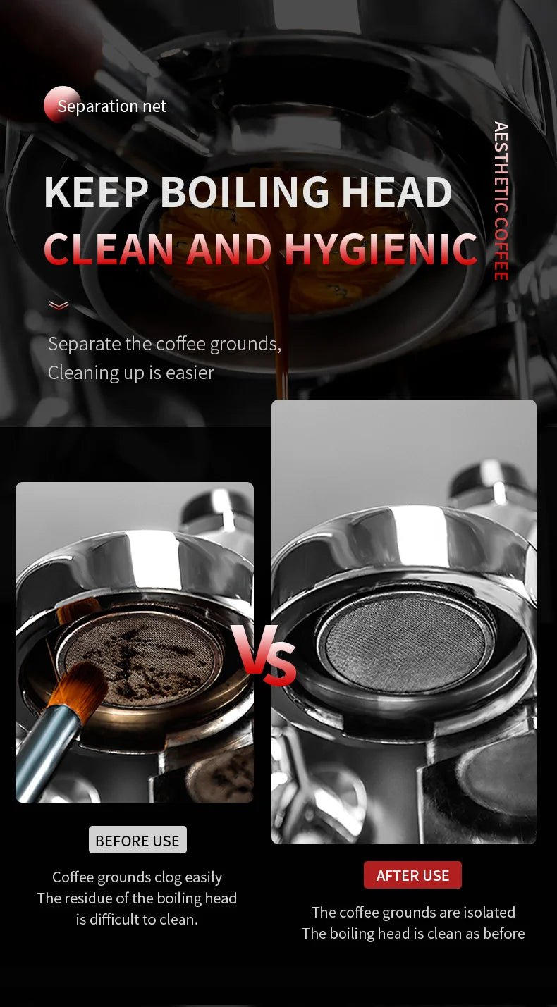 Bincoo-Stainless Steel Espresso Extraction Filter, Secondary Water Separation Net, Espresso Machine Handle, Powder Bowl