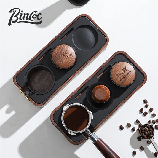 Bincoo Wooden Espresso Tamping Stand Set: Tamper+Distributor, 51/58mm Dual-Size, Barista Organizer