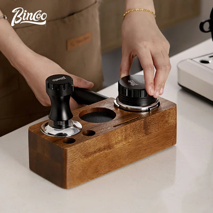 Bincoo-Walnut Coffee Press Base, Powder Distributor Set, Italian Handle, Universal Appliance Tool, Storage Base, 51mm, 58mm