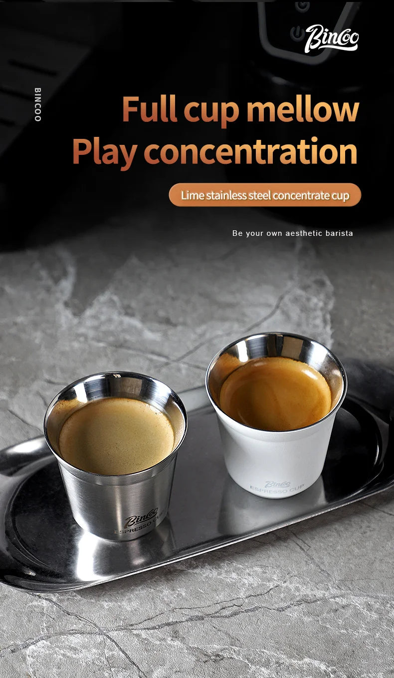 Bincoo 304 Stainless Steel Espresso Mugs 80ML Coffee Cups Insulated Double Wall Heat-insulating Safe Small Capacity Drink Cups
