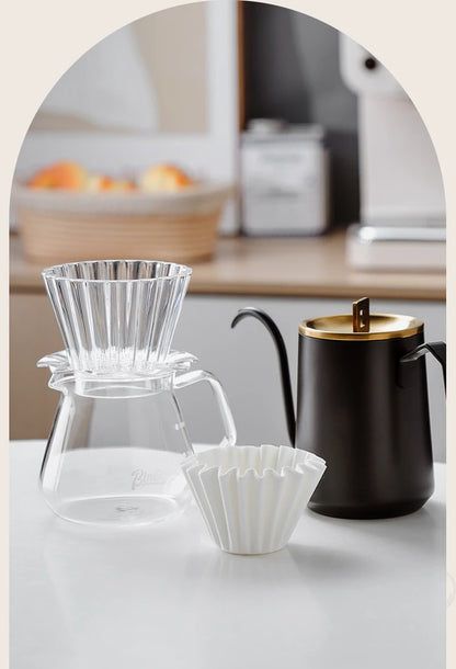 Bincoo  Basket Coffee Dripper Crystal Eye Pour Over Coffee Filter Tritan 1-2Cups Coffee Maker Flat Bottom Increase Uniformity