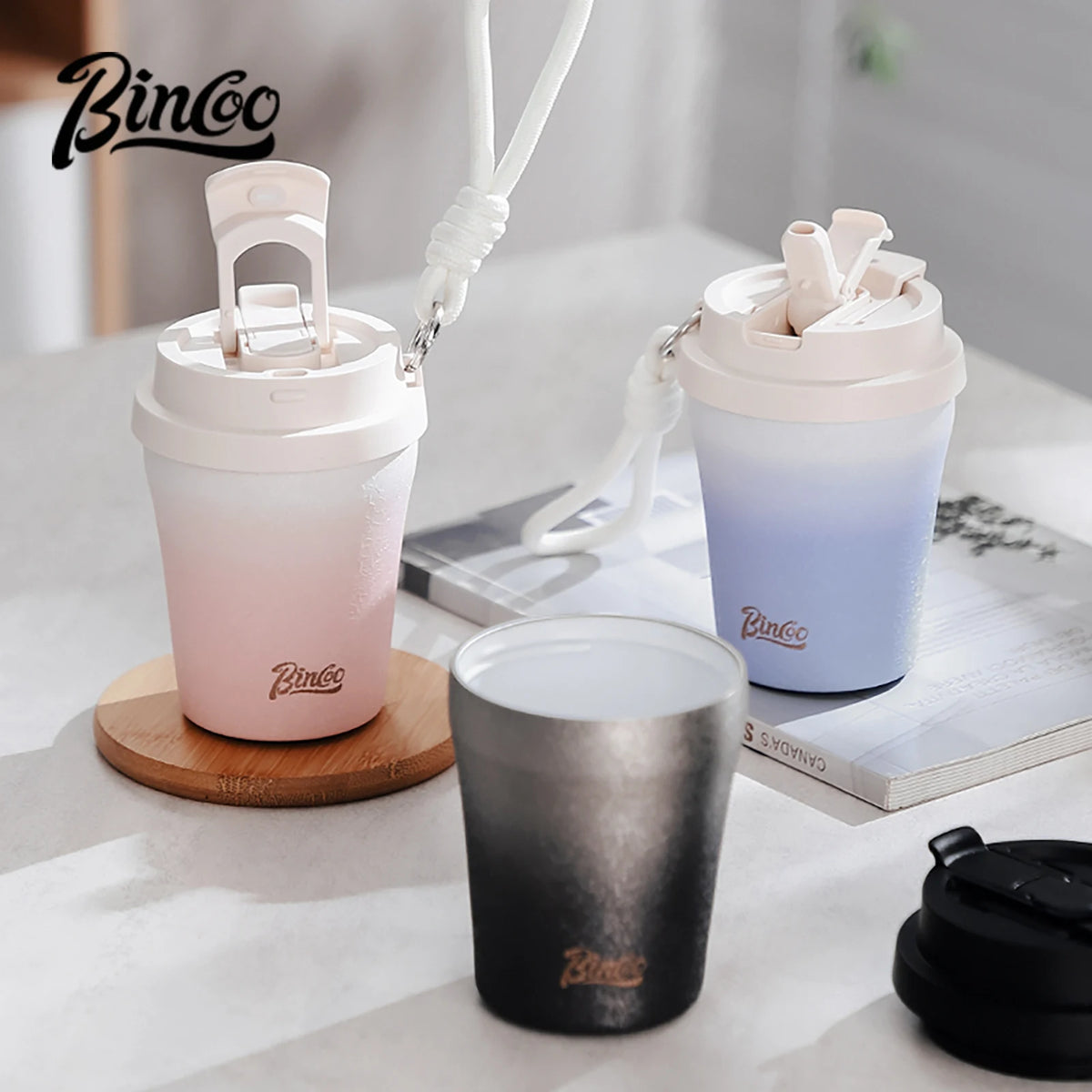 Coffee Insulated Cup 280ML Outdoor Portable Ice Cup Travel Coffee Mug Spill Proof With Lid Car Direct Drinking Thermos Cup