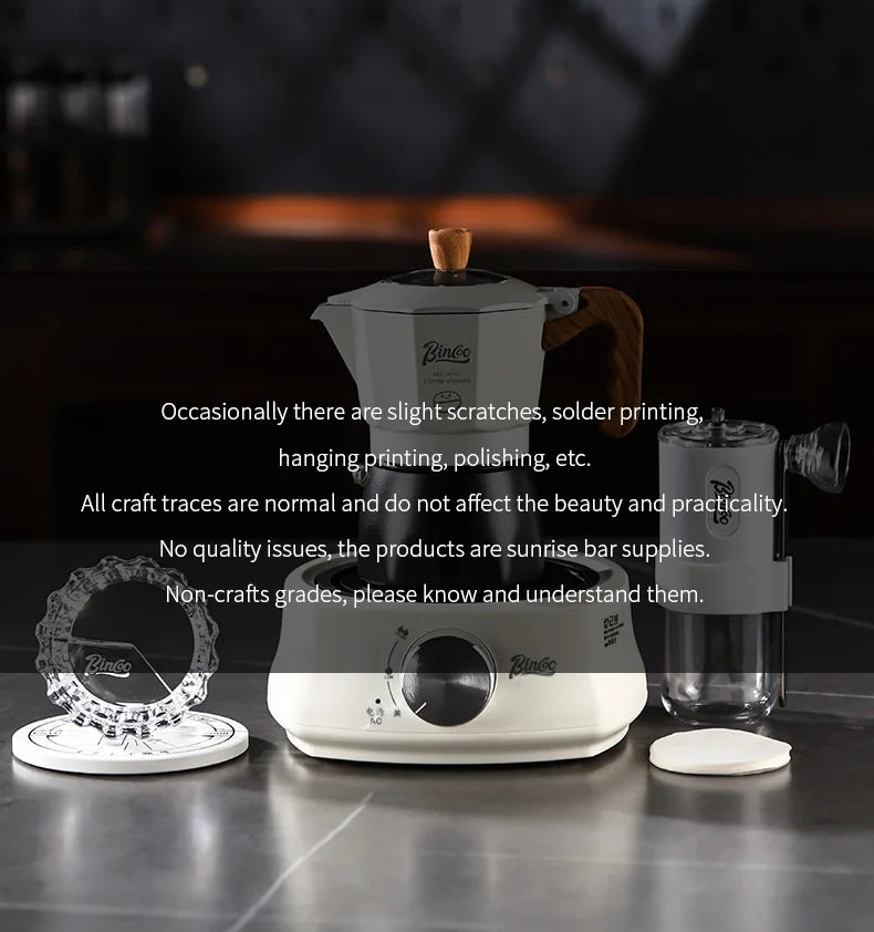 Bincoo Dual Valve Moka Pot Set , Espresso Coffee Maker, Portable Home Machine, Outdoor Use