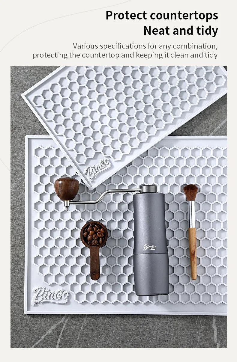 Bincoo 45x30cm Coffee Pressed Powder Mat Drain Mat Bar Mat Non-slip Tabletop Protective Mat Coffee Workbench Supporting Tools