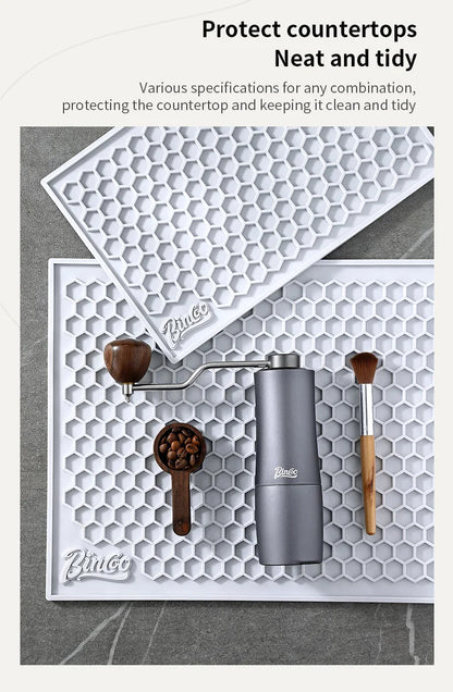 Bincoo 45x30cm Coffee Pressed Powder Mat Drain Mat Bar Mat Non-slip Tabletop Protective Mat Coffee Workbench Supporting Tools