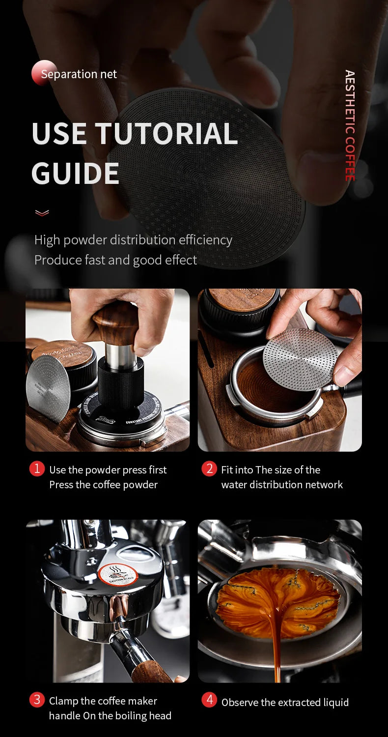 Bincoo-Stainless Steel Espresso Extraction Filter, Secondary Water Separation Net, Espresso Machine Handle, Powder Bowl